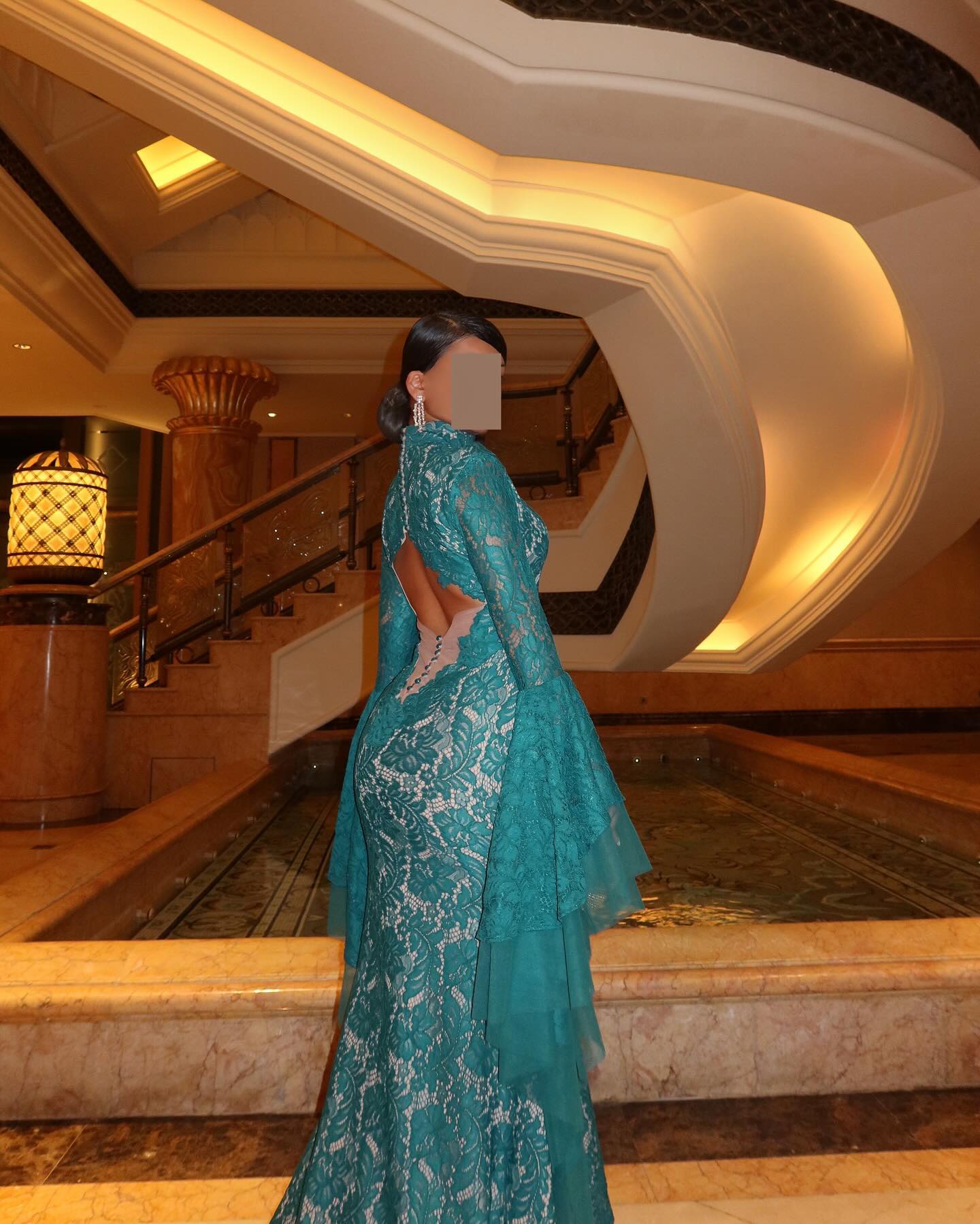 Luxury Green Long Sleeves Mermaid Evening Dress SF164