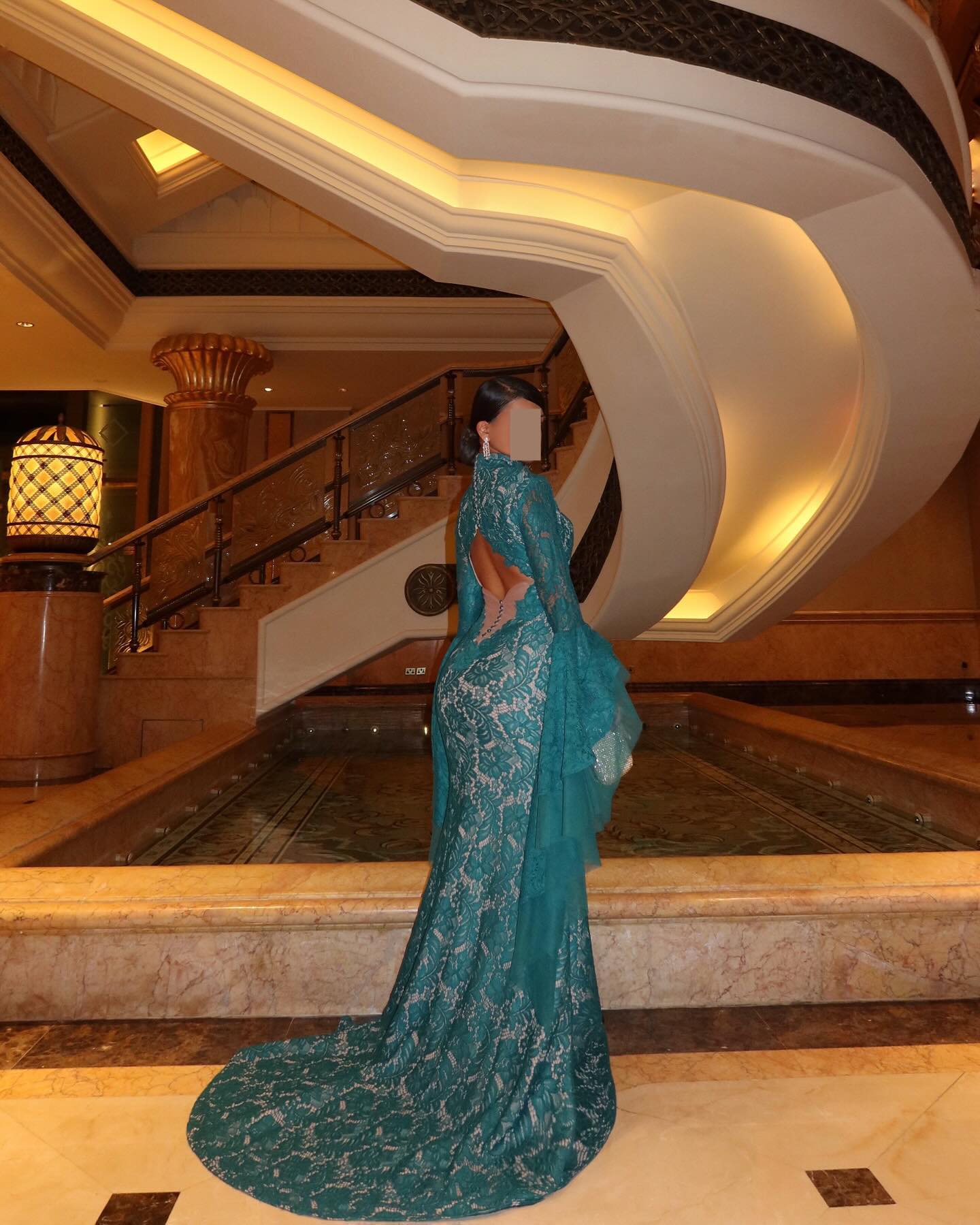 Luxury Green Long Sleeves Mermaid Evening Dress SF164
