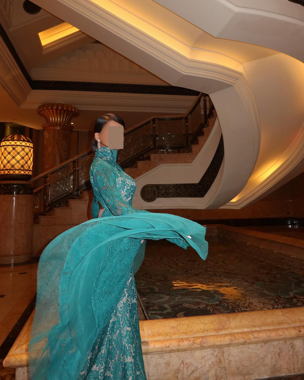 Luxury Green Long Sleeves Mermaid Evening Dress SF164