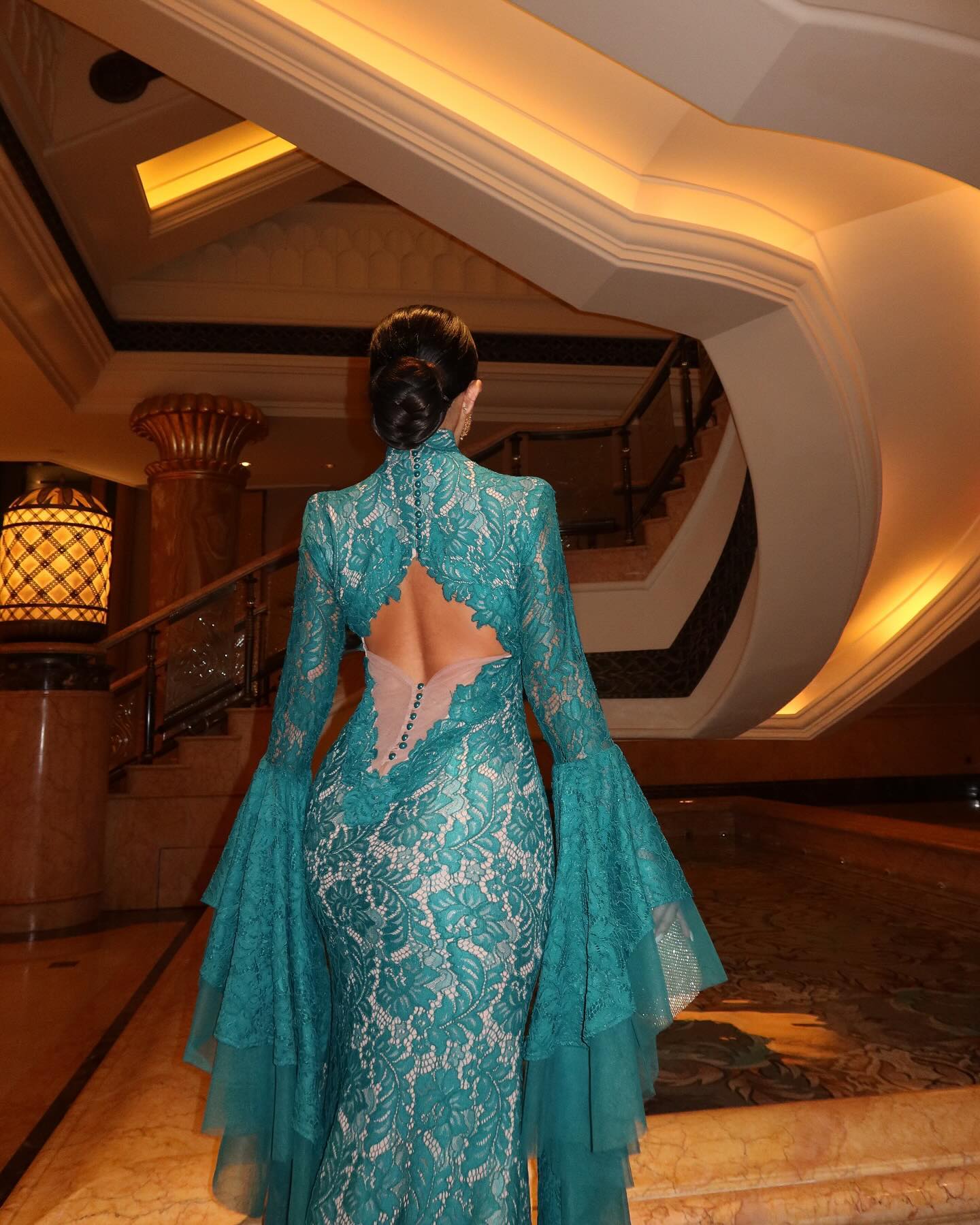Luxury Green Long Sleeves Mermaid Evening Dress SF164