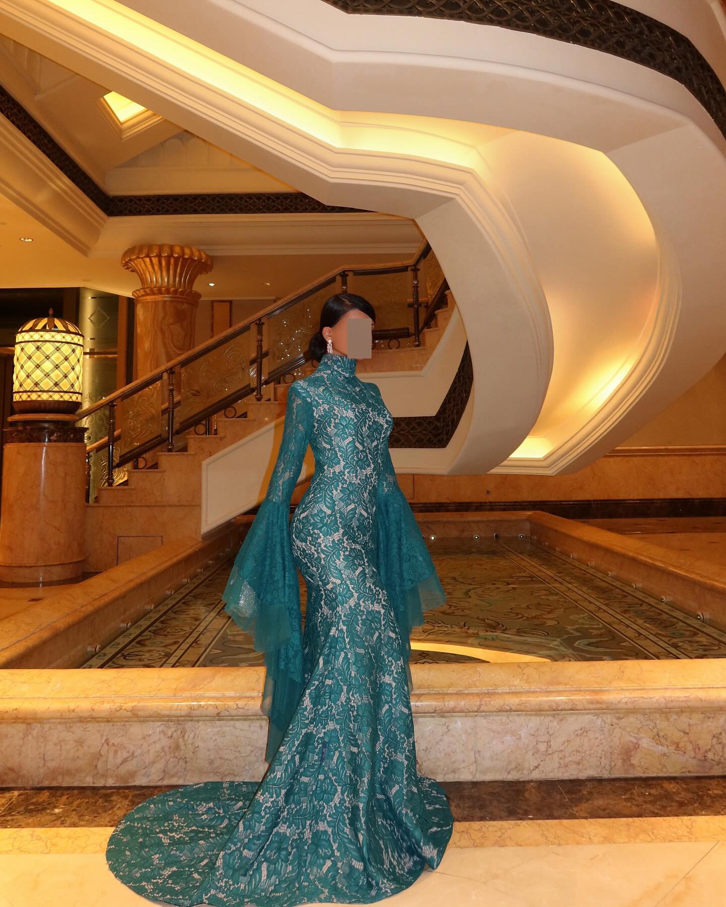 Luxury Green Long Sleeves Mermaid Evening Dress SF164