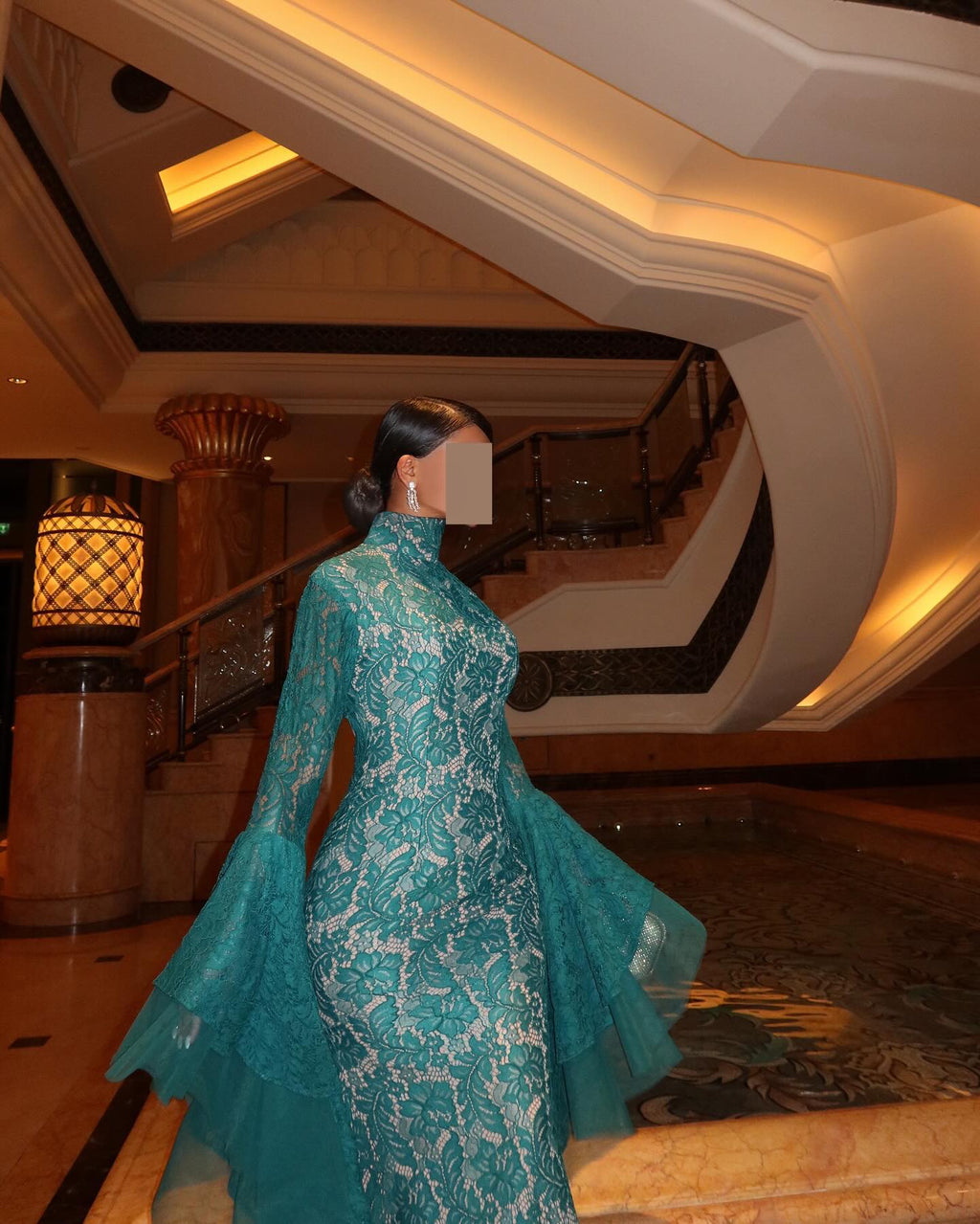 Luxury Green Long Sleeves Mermaid Evening Dress SF164