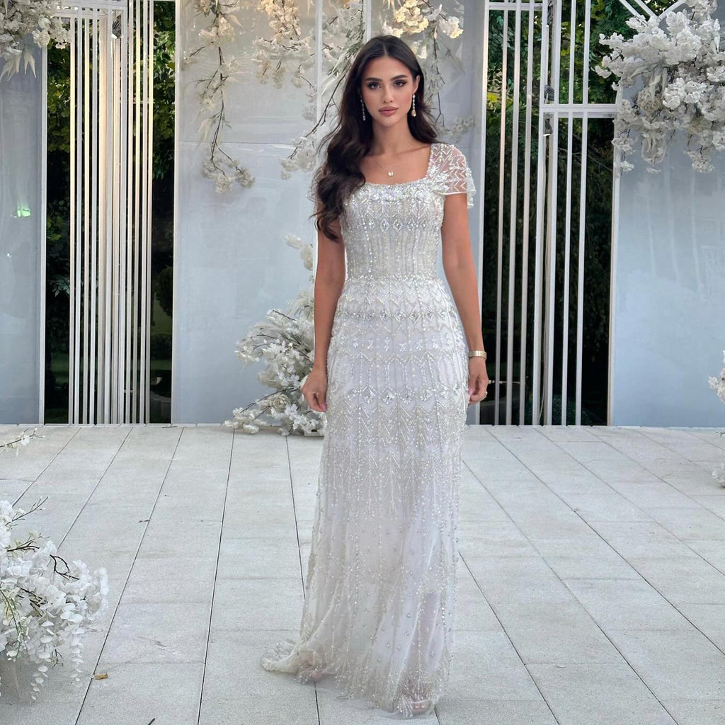 Luxury Beaded Off-Shoulder Mermaid Evening Dress SS291