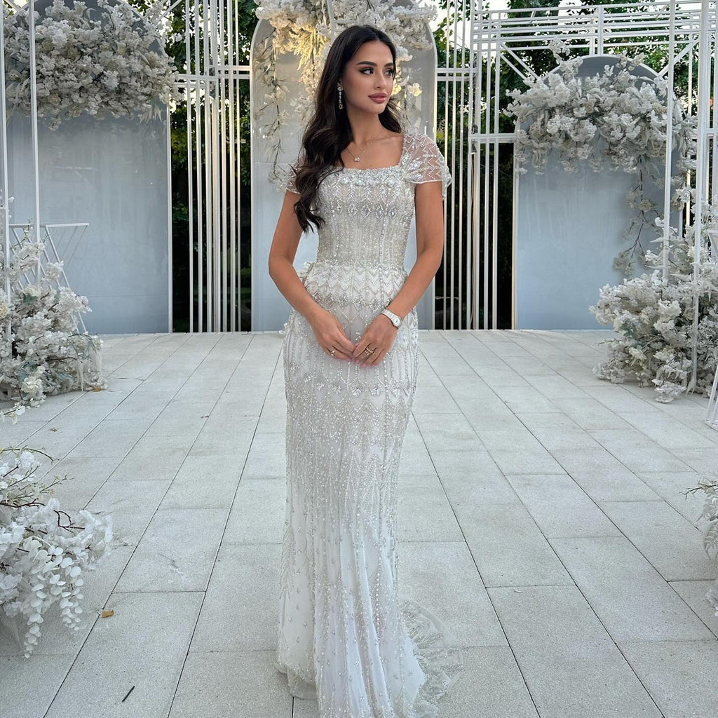 Luxury Beaded Off-Shoulder Mermaid Evening Dress SS291