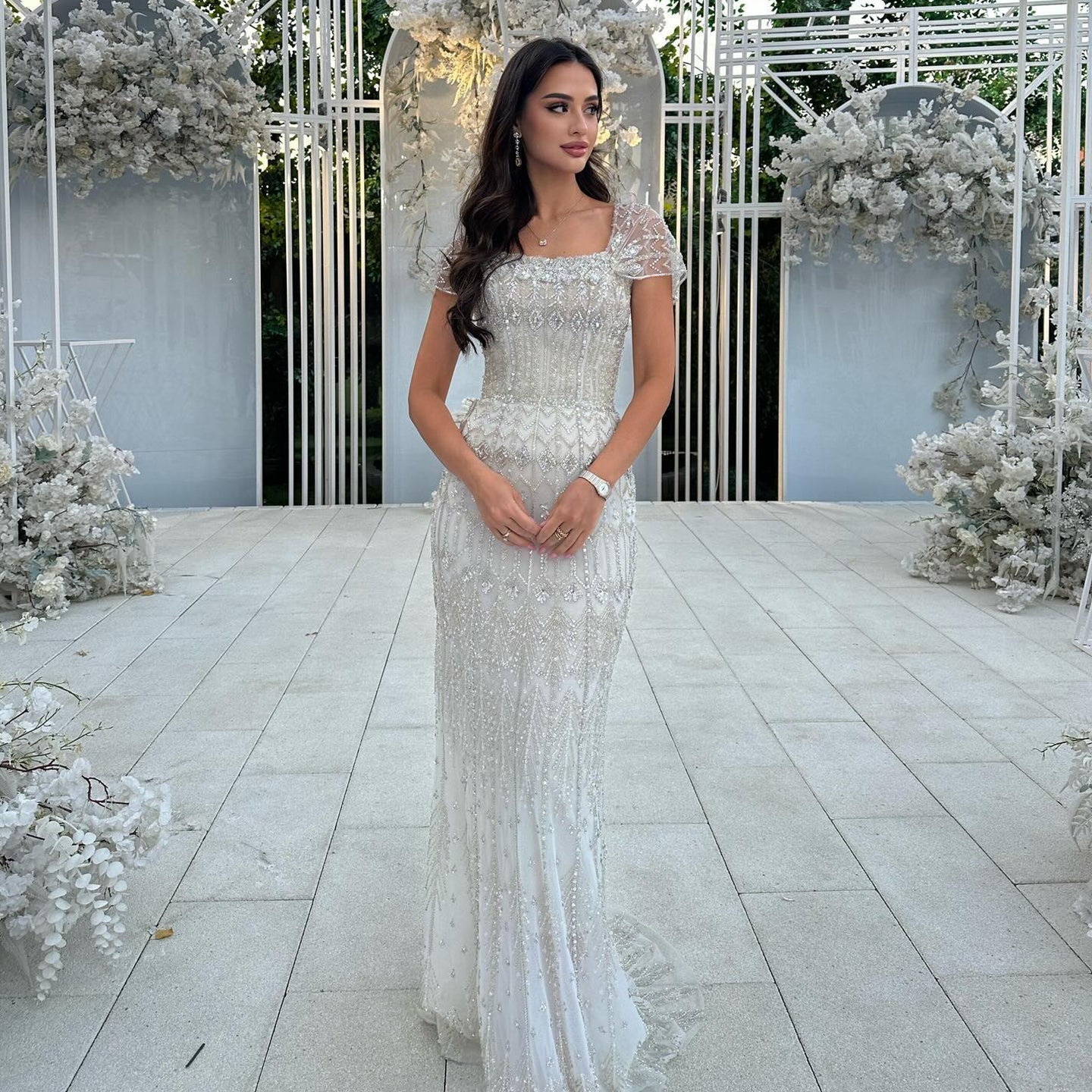 Luxury Beaded Off-Shoulder Mermaid Evening Dress SS291