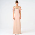 Luxury Light Pink Crystal Embellished Strap Fitted Evening Dress SF402
