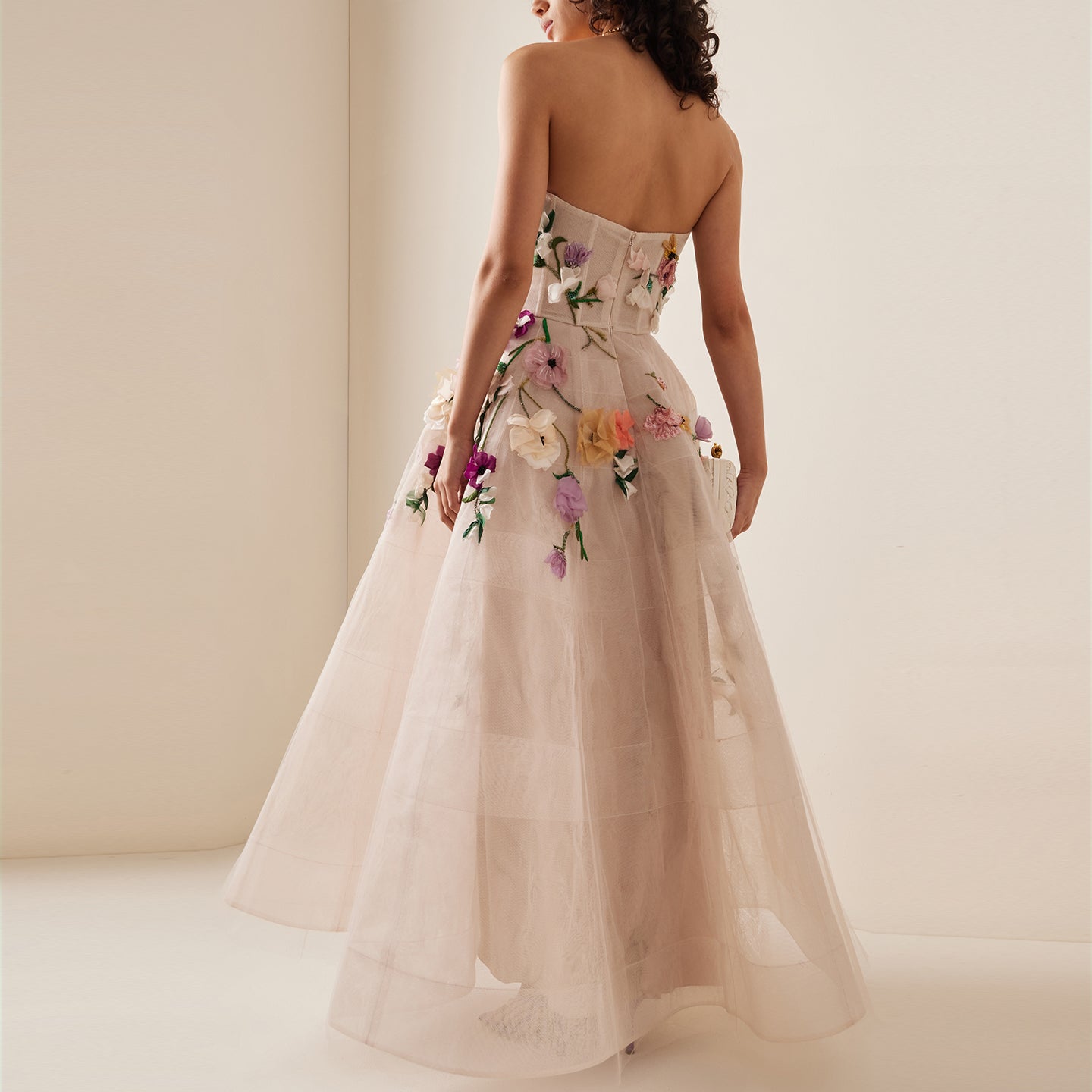 Elegant 3D Flowers Khaki A-line Midi Evening Dress SS334