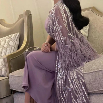 Luxury Feathers 2 Pieces Evening Dress SS430