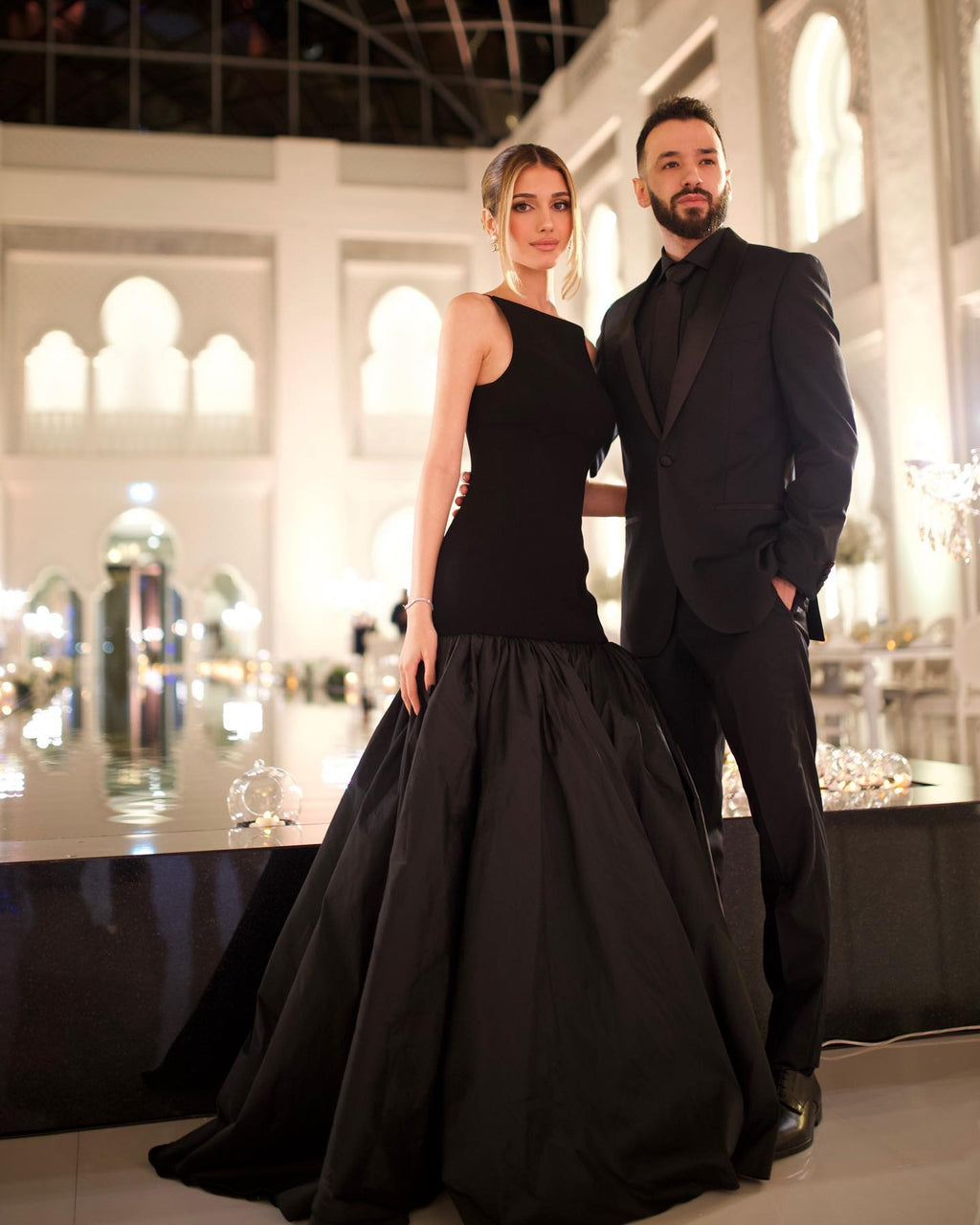 Elegant Black Mermaid Satin Evening Dress SF310