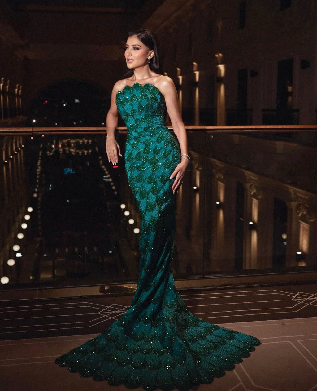 Luxury Beaded Green Mermaid Evening Dress SS601